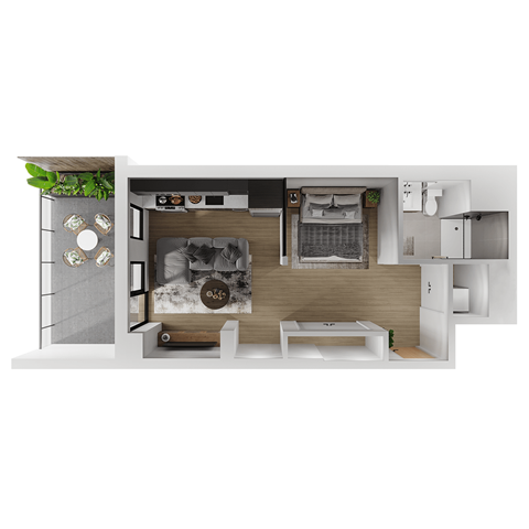 Floor plan for 1 bed, 1 bath, 548 sqft